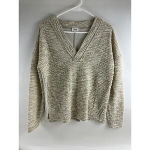 BKE Sweater Women's Size Small Cream V-neck Pullover Long Sleeve